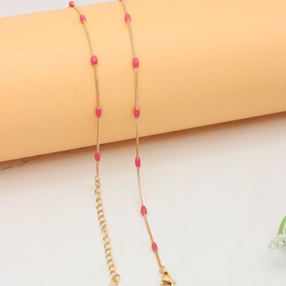 Elegant Rose Gold Beaded Necklace with Adjustable Chain, XPNL0336 - Picture 11 of 12